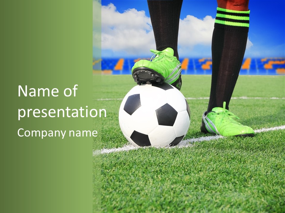 A Soccer Player With A Soccer Ball On A Field PowerPoint Template