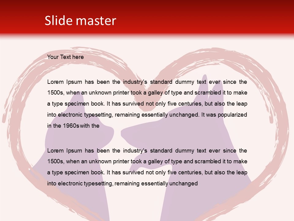 A Red And White Heart With Two Dogs In It PowerPoint Template