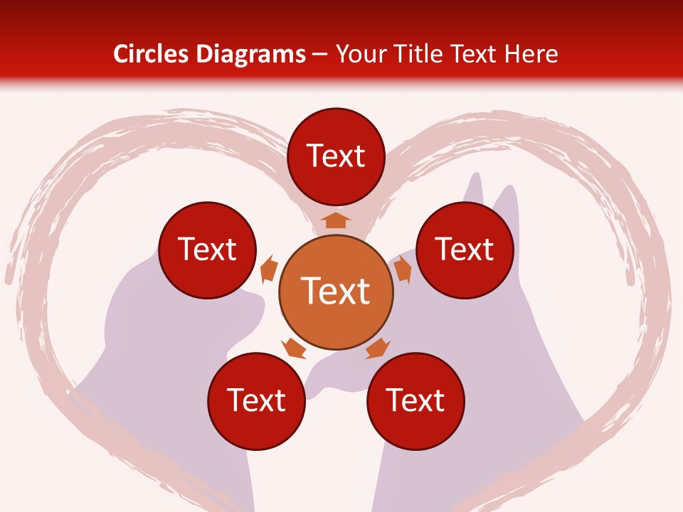 A Red And White Heart With Two Dogs In It PowerPoint Template