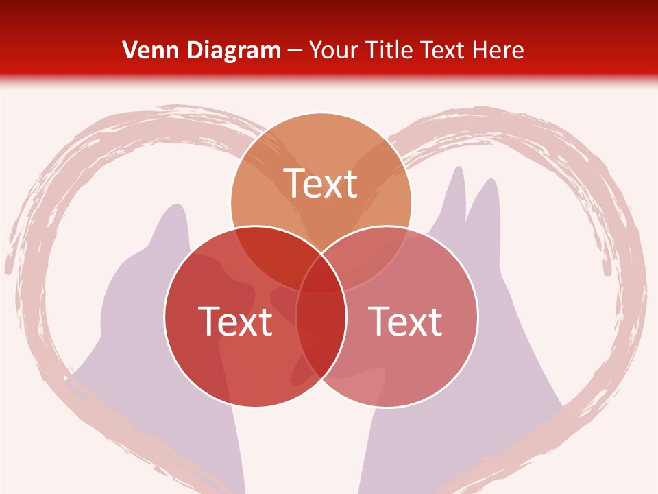 A Red And White Heart With Two Dogs In It PowerPoint Template