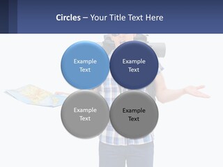 A Man With A Backpack Is Holding A Map PowerPoint Template