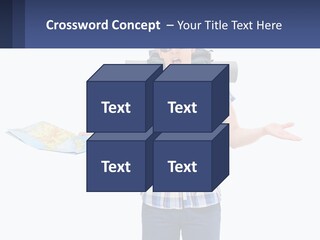 A Man With A Backpack Is Holding A Map PowerPoint Template