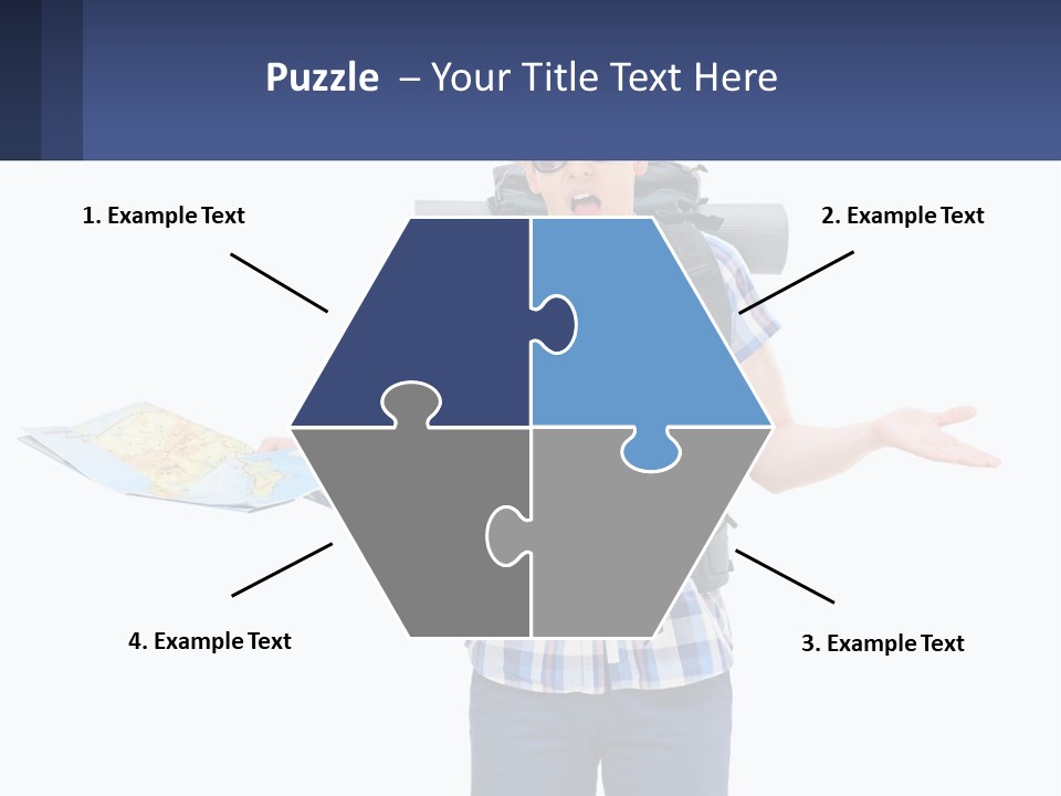 A Man With A Backpack Is Holding A Map PowerPoint Template