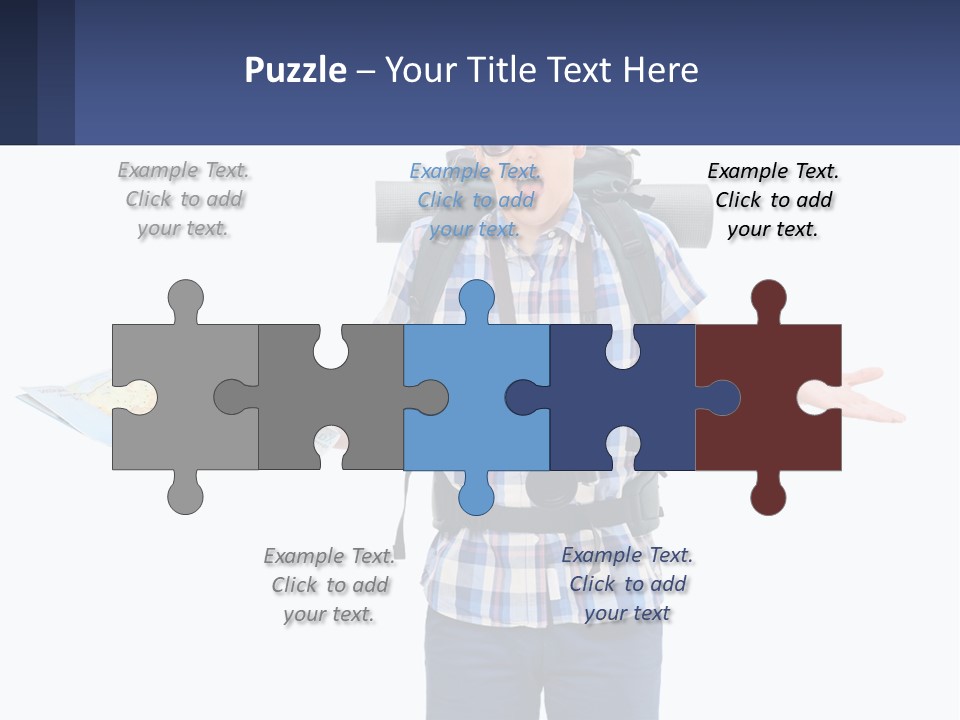 A Man With A Backpack Is Holding A Map PowerPoint Template