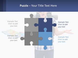 A Man With A Backpack Is Holding A Map PowerPoint Template