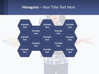 A Man With A Backpack Is Holding A Map PowerPoint Template