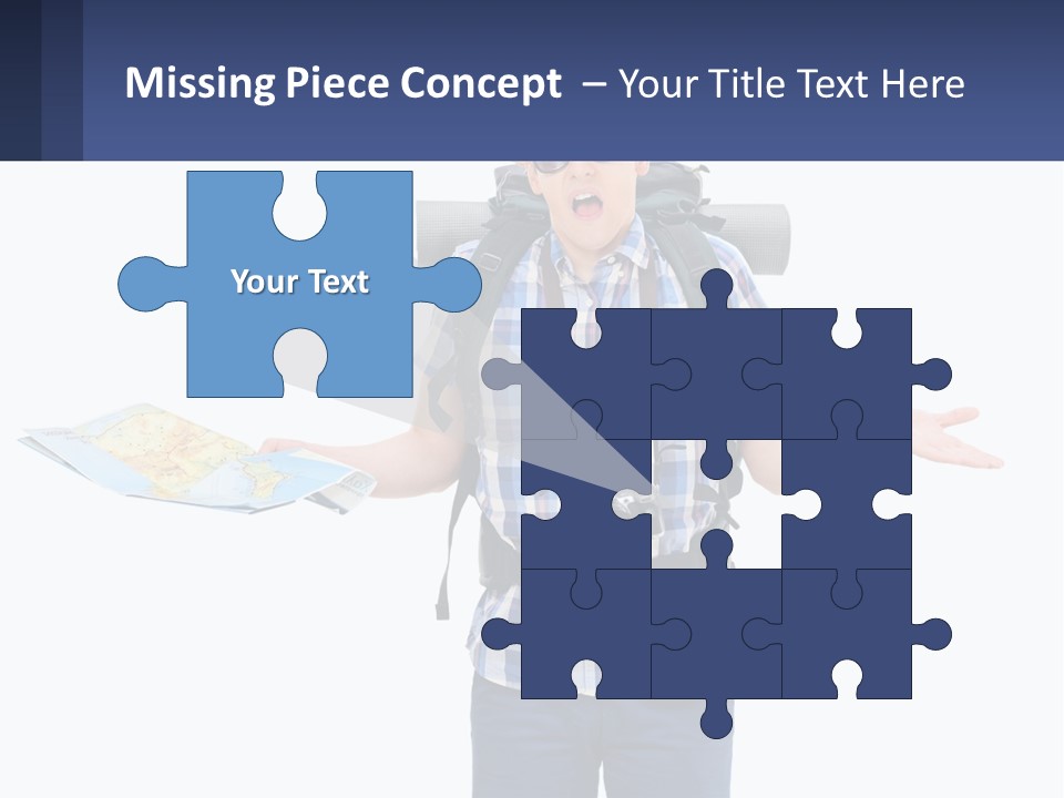 A Man With A Backpack Is Holding A Map PowerPoint Template