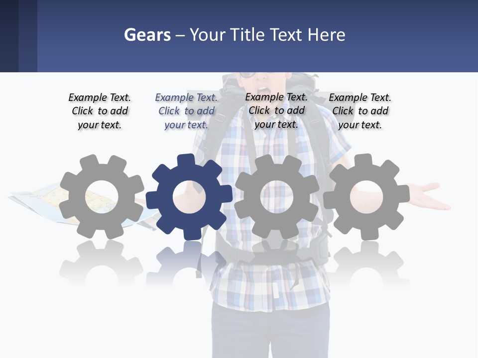 A Man With A Backpack Is Holding A Map PowerPoint Template