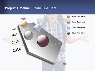 A Man With A Backpack Is Holding A Map PowerPoint Template