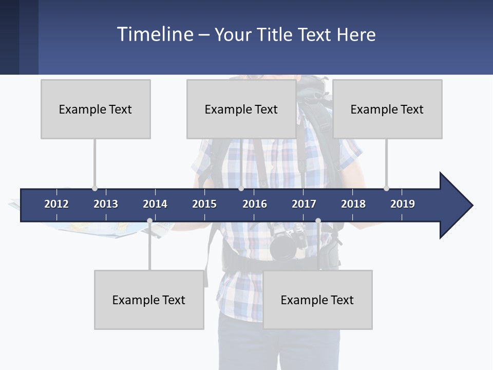 A Man With A Backpack Is Holding A Map PowerPoint Template