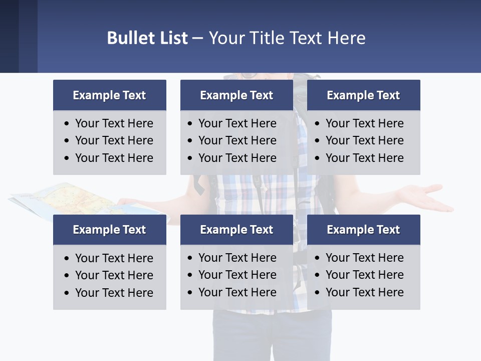 A Man With A Backpack Is Holding A Map PowerPoint Template