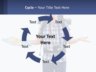 A Man With A Backpack Is Holding A Map PowerPoint Template
