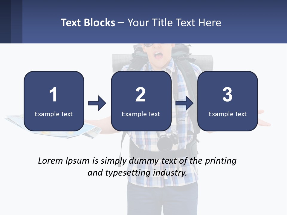 A Man With A Backpack Is Holding A Map PowerPoint Template