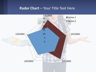 A Man With A Backpack Is Holding A Map PowerPoint Template