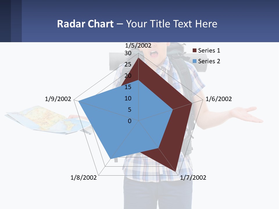A Man With A Backpack Is Holding A Map PowerPoint Template