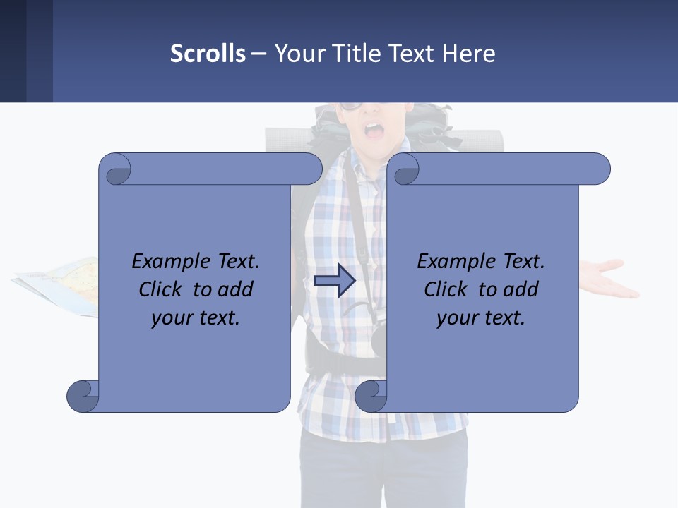 A Man With A Backpack Is Holding A Map PowerPoint Template