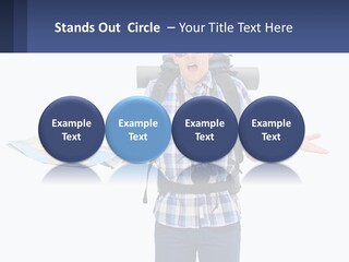 A Man With A Backpack Is Holding A Map PowerPoint Template