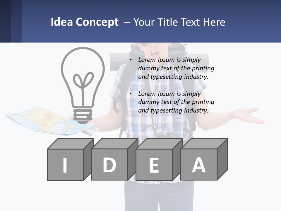 A Man With A Backpack Is Holding A Map PowerPoint Template