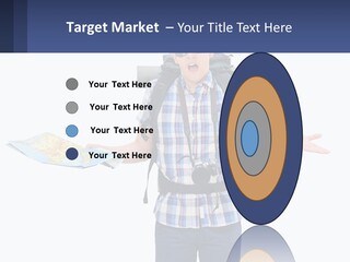 A Man With A Backpack Is Holding A Map PowerPoint Template