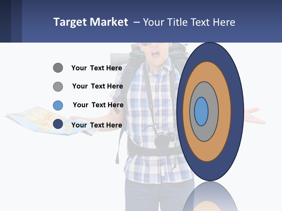 A Man With A Backpack Is Holding A Map PowerPoint Template