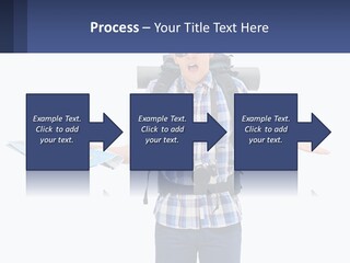 A Man With A Backpack Is Holding A Map PowerPoint Template