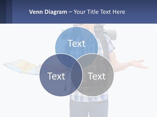 A Man With A Backpack Is Holding A Map PowerPoint Template