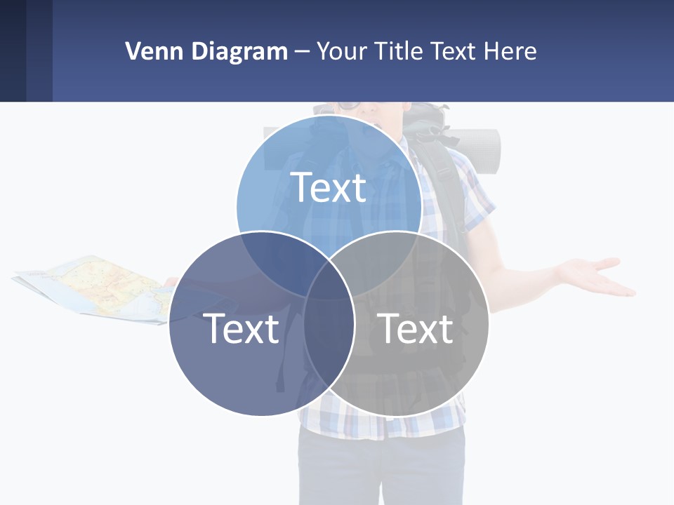 A Man With A Backpack Is Holding A Map PowerPoint Template