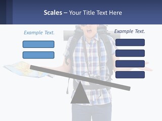 A Man With A Backpack Is Holding A Map PowerPoint Template