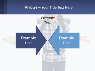 A Man With A Backpack Is Holding A Map PowerPoint Template