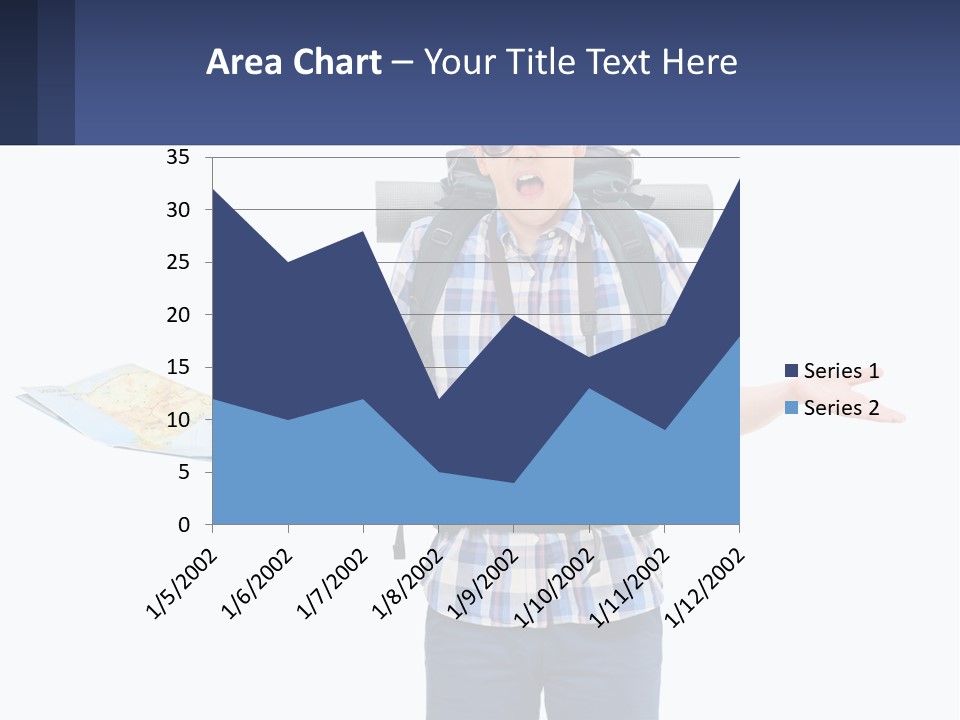 A Man With A Backpack Is Holding A Map PowerPoint Template