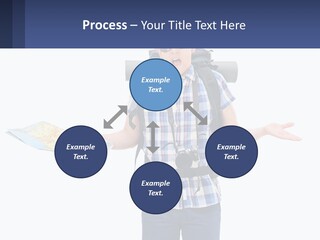 A Man With A Backpack Is Holding A Map PowerPoint Template