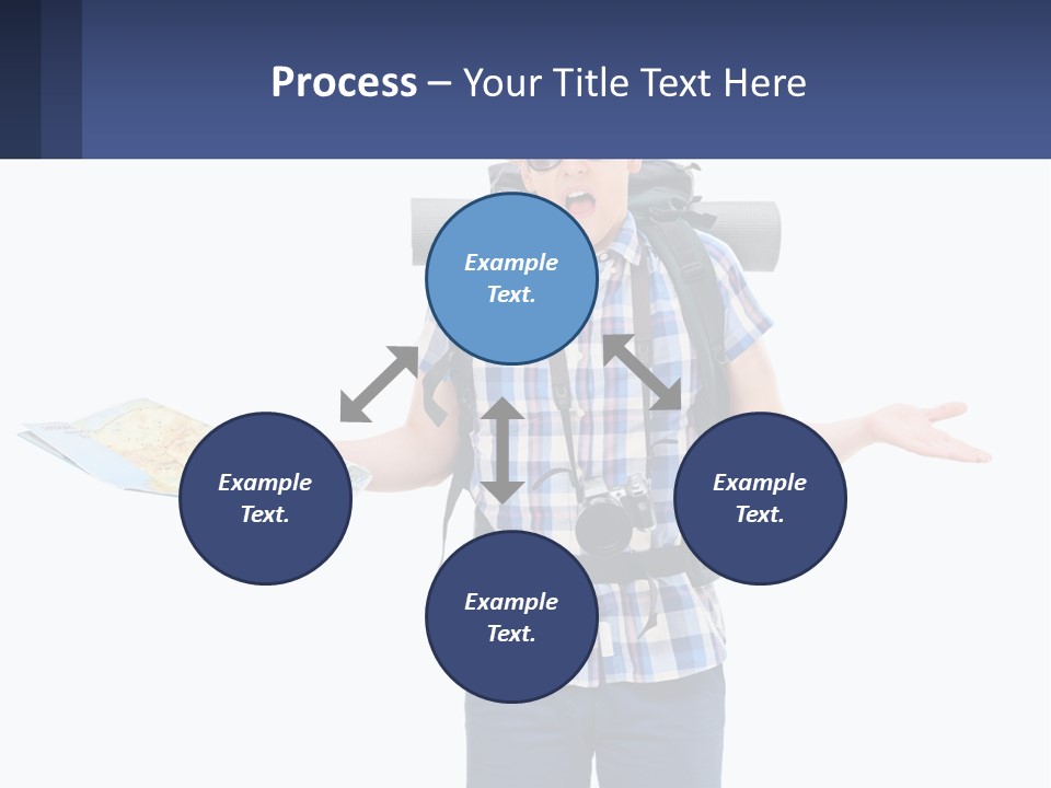 A Man With A Backpack Is Holding A Map PowerPoint Template
