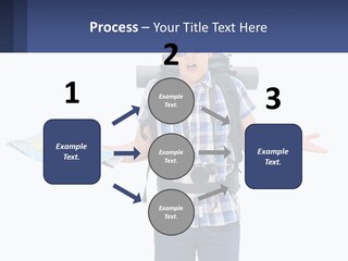 A Man With A Backpack Is Holding A Map PowerPoint Template