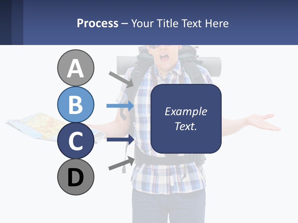 A Man With A Backpack Is Holding A Map PowerPoint Template