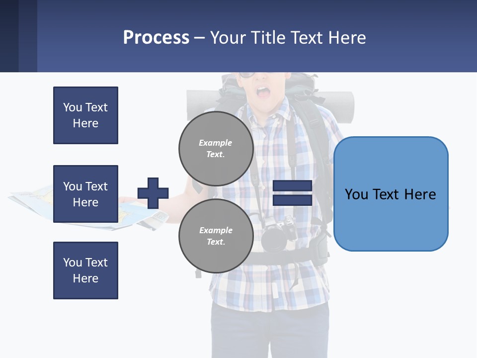 A Man With A Backpack Is Holding A Map PowerPoint Template