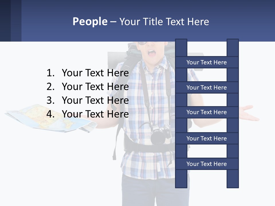 A Man With A Backpack Is Holding A Map PowerPoint Template