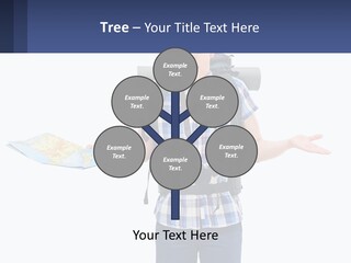 A Man With A Backpack Is Holding A Map PowerPoint Template