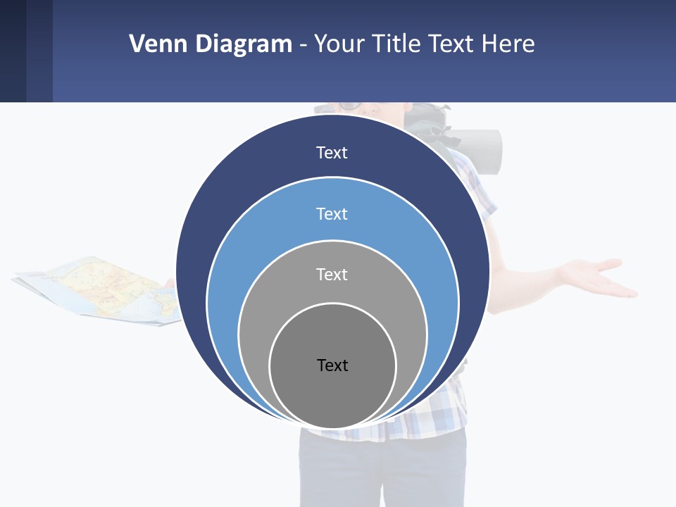 A Man With A Backpack Is Holding A Map PowerPoint Template