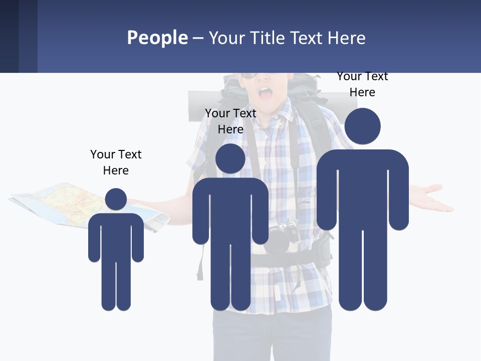 A Man With A Backpack Is Holding A Map PowerPoint Template