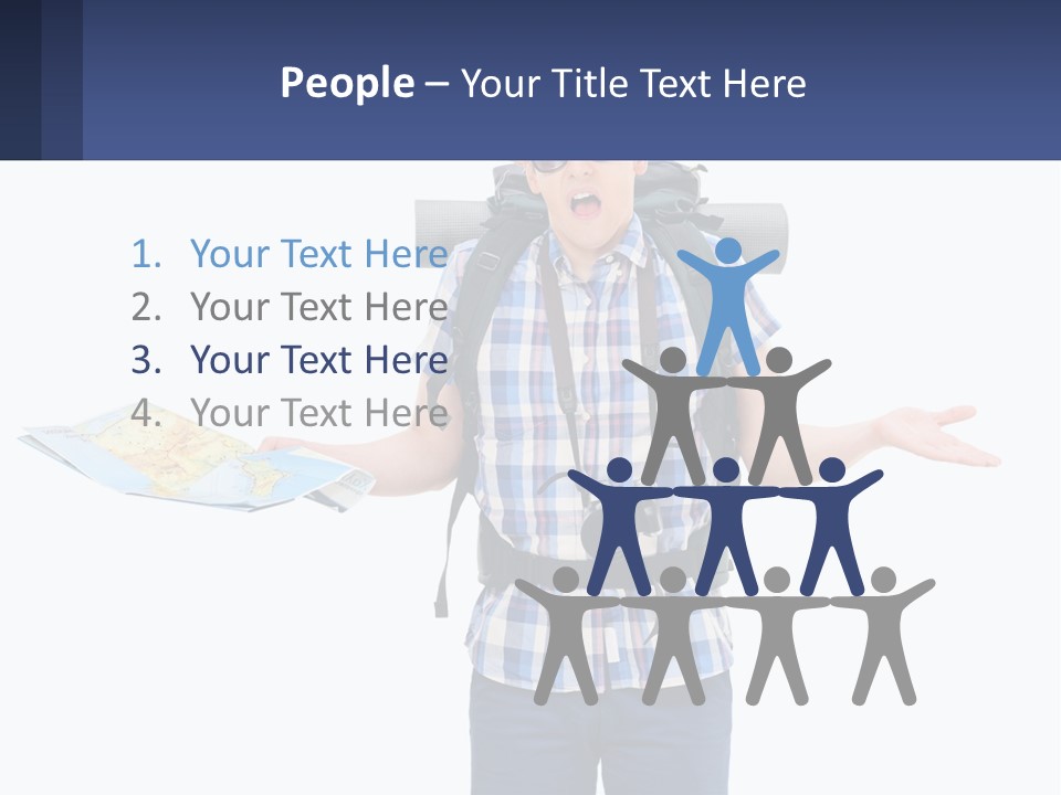 A Man With A Backpack Is Holding A Map PowerPoint Template