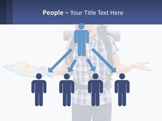 A Man With A Backpack Is Holding A Map PowerPoint Template