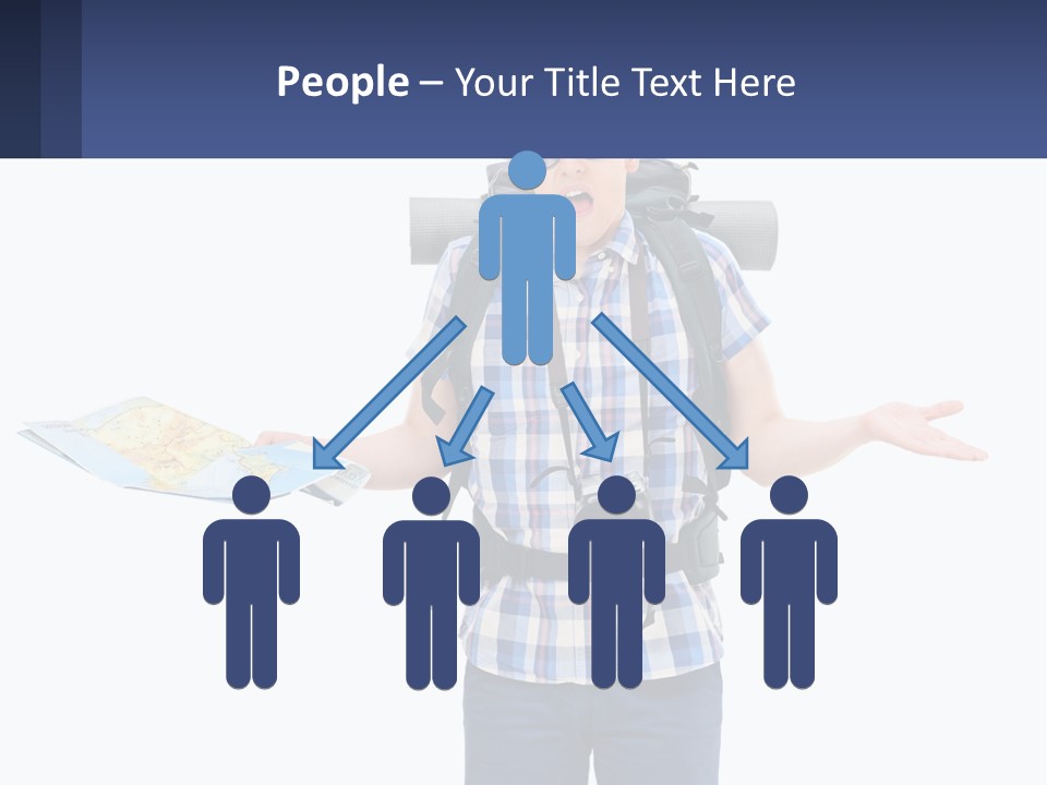 A Man With A Backpack Is Holding A Map PowerPoint Template