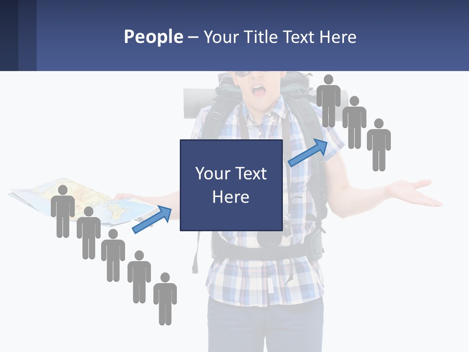 A Man With A Backpack Is Holding A Map PowerPoint Template