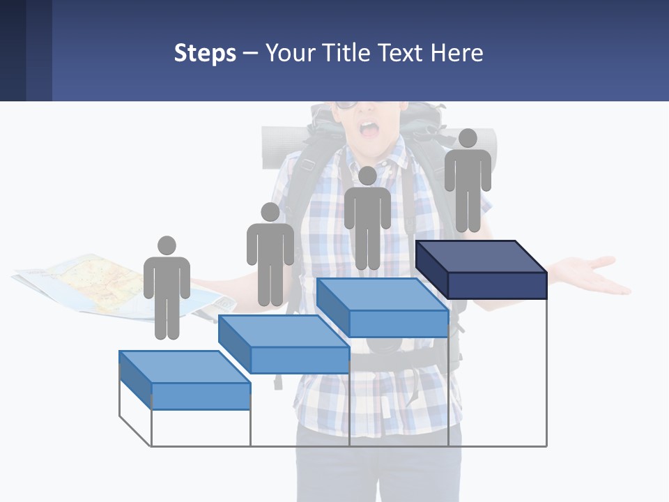 A Man With A Backpack Is Holding A Map PowerPoint Template