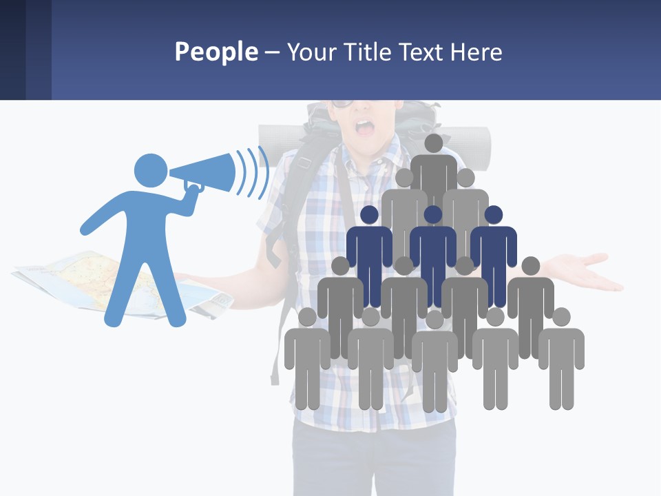 A Man With A Backpack Is Holding A Map PowerPoint Template