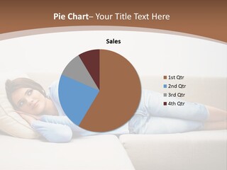 A Woman Laying On A Couch With A Pillow On It PowerPoint Template