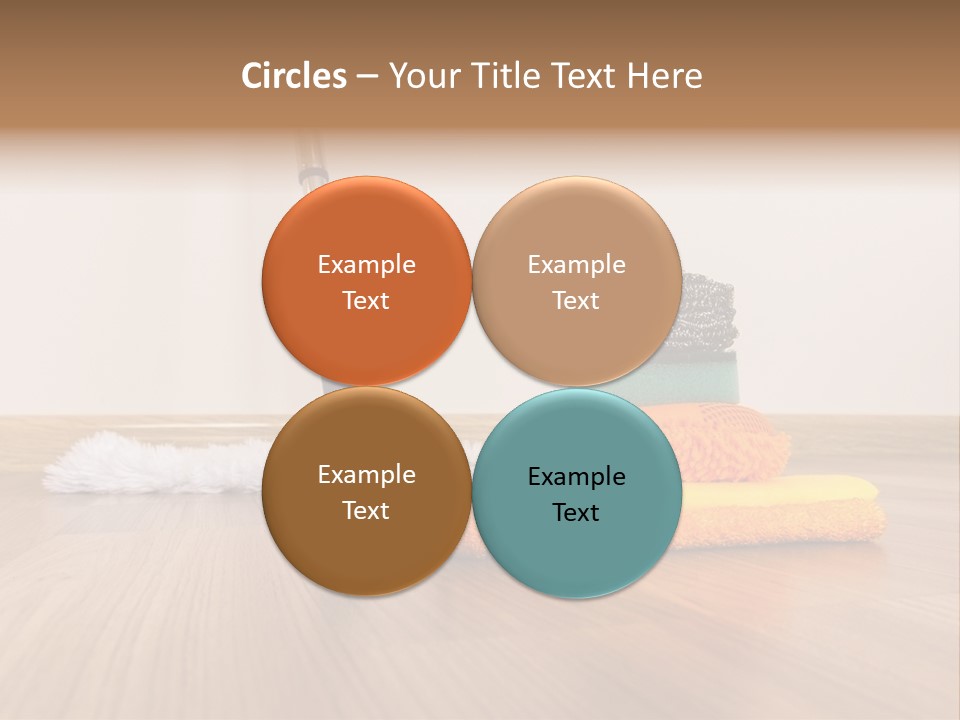 A Mop And Cleaning Supplies On A Wooden Floor PowerPoint Template