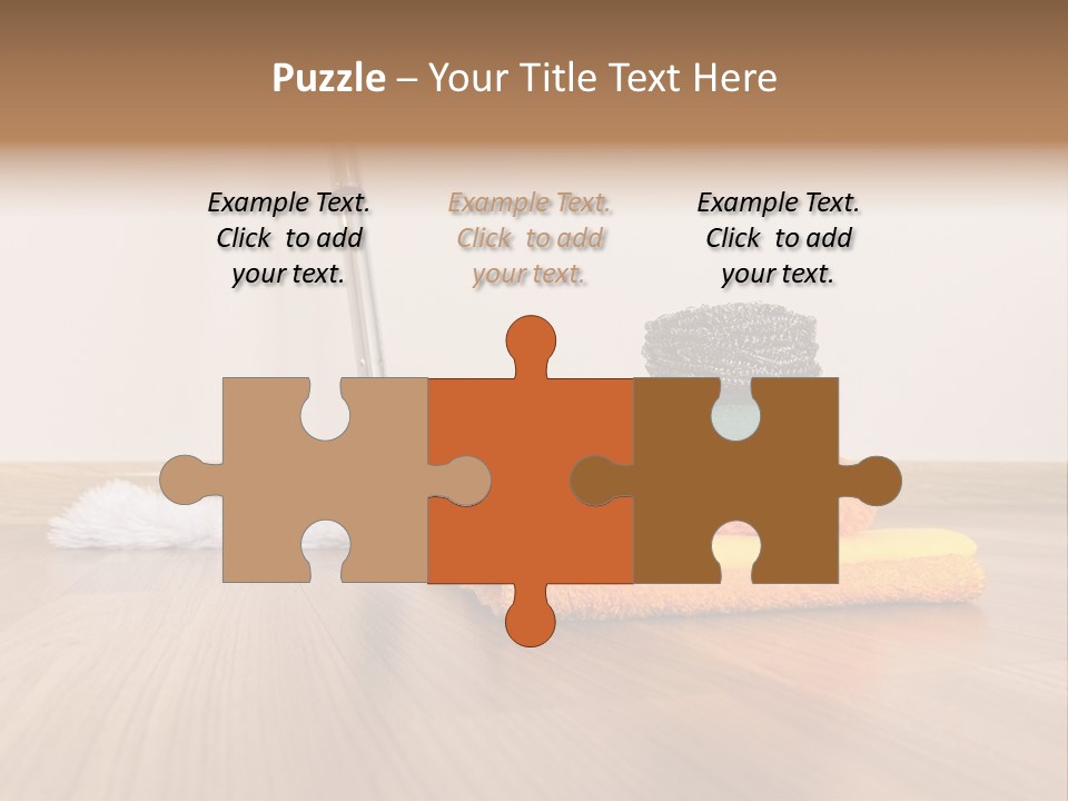 A Mop And Cleaning Supplies On A Wooden Floor PowerPoint Template