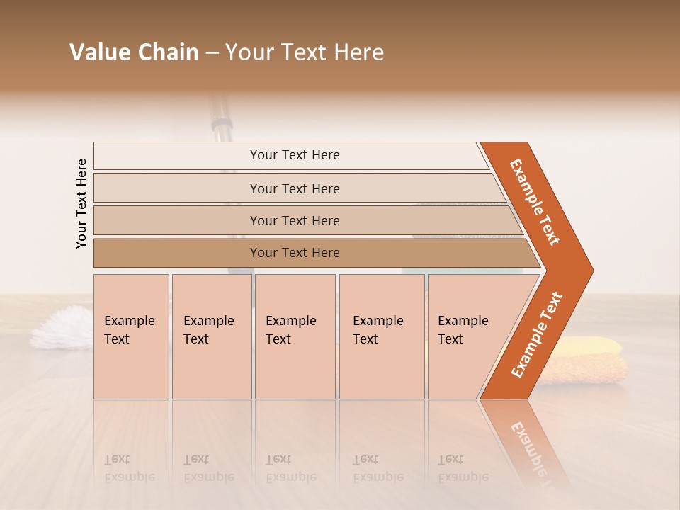 A Mop And Cleaning Supplies On A Wooden Floor PowerPoint Template