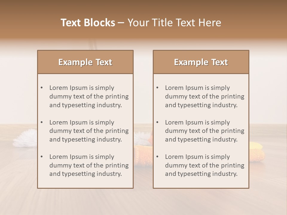 A Mop And Cleaning Supplies On A Wooden Floor PowerPoint Template